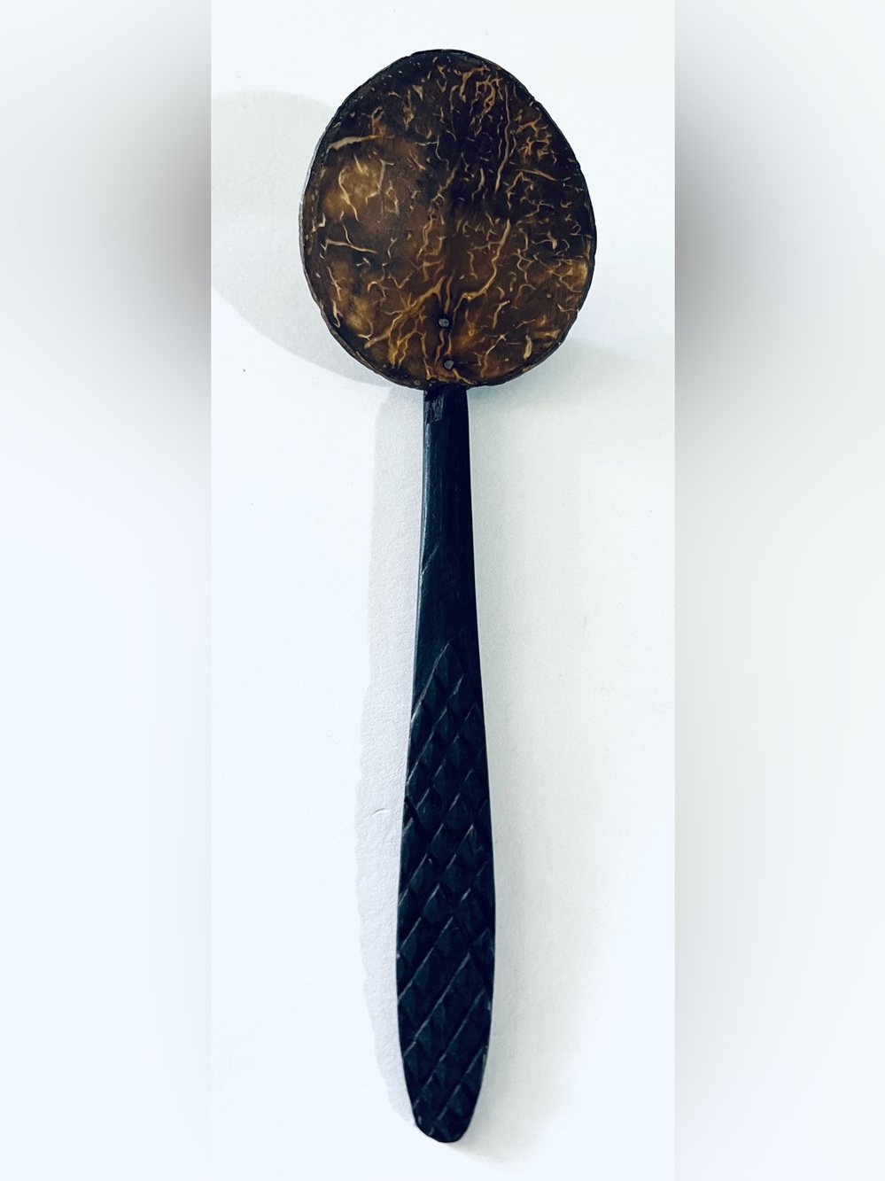 Hand Carved Coconut Shell Spoon Wooden Handle Rustic Serving Ladle Boho Handmade